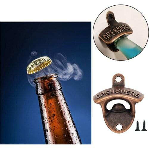 Vintage Bronze Wall Mounted Wine Beer Soda Bottle Cap Opener Bar Accessories Beer Bottle Opener Kitchen Accessories Supplies