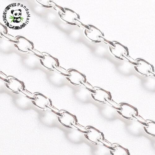 Iron Cross Chain Unwelded for Jewelry Making Silver Color 3X2X0.5mm