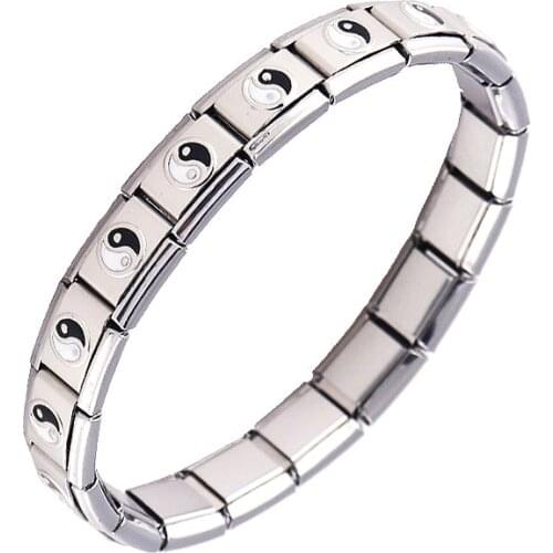 Women Jewelry Gossip Tai Chi Elastic Stretch Energy Sport Magnetic Germanium Italian Charm Bracelet Fashion Stainless Steel ST21
