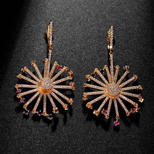 Bilincolor multicolor circle cubic zirconia drop fashion earrings for women 2019 statement