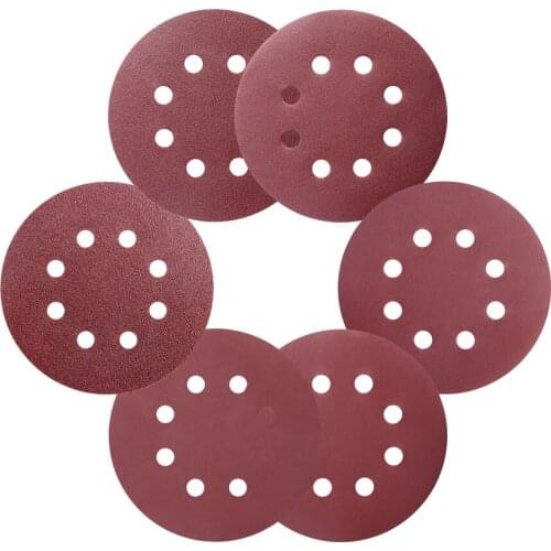 10Pcs 125mm Grit Round Shape Sanding Discs Buffing Sheet Sandpaper 8 Hole Polishing Pad Sander 80/180/240/320/1000/1500/2000