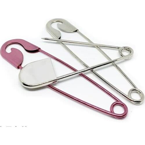2pcs Oversized Safety Pin Retro Cardigan Sweater Decorative Pin Buckle Female Sliver Pink Simple Stainless Steel Brooch Accessor