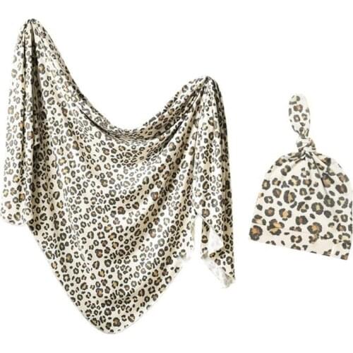 2 Pcs Baby Blanket + Hat Set Swaddle Wrap Newborn Infants Muslin Floral Towel 97BC