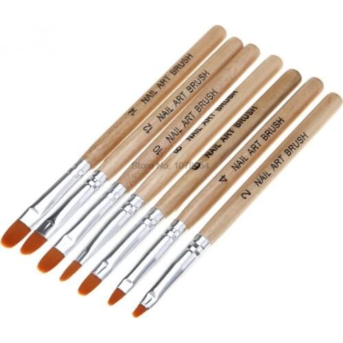 200set 7Pcs/Set Nail Art Handle Acrylic UV Gel Extension Builder Painting Brush Pattern DIY Design Drawing Pen Manicure Tool