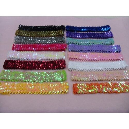 2018 1'' Sequin Headbands Mix Color Child Headbands For Girl Stretch Sequin Headband 240pcs