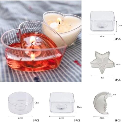 5PCS DIY Handmade Candle Mold Heart Shaped Moon Star Candle Cup Candle Plastic Flame Retardant Box Handmade Candle Making Mold