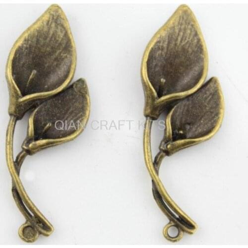50 pcs flower Calla Lily antique bronze zinc alloy pendant, charm, drops for diy 13X40mm 3d pendant charms