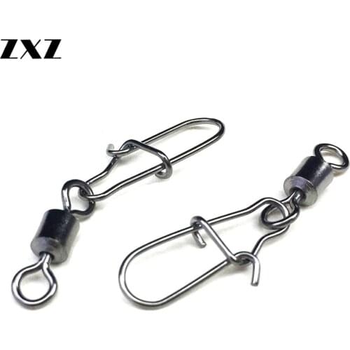 60pcs Swivel Fishing Hook Steel Rolling Fishing Swivel With Snap Sea Fishing Swivels Fishhook Lure Connector Carp Accessories