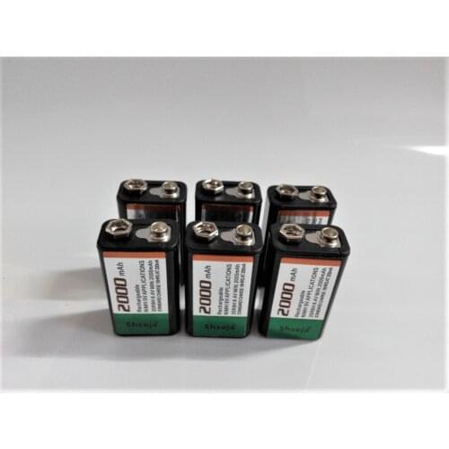 6piece / lot 9v rechargeable battery Large capacity 2000mah 9V NiMH battery