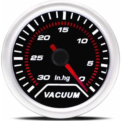2"52mm 12V Car Auto Vacuum Gauge -30~0 In.Hg Displaying Smoke Lens Racing Car Vacuum Meter White LED