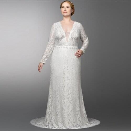 White Floral Print Evening Dress Sexy Deep V-Neck Empire Full Sleeves Floor-Length A-Line New Plus Size Women Formal Gowns D878