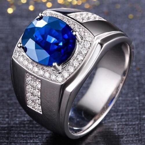 Big Hip Hop Rhinestone Men Iced Out Square Ring Silver Color Pave Setting Wedding Engagement Rings Top Quality