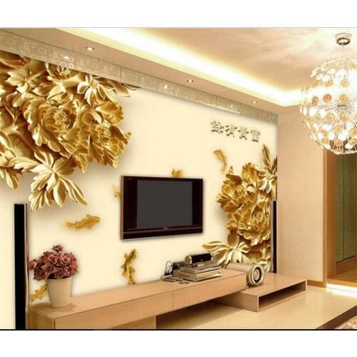 Beibehang Large Custom 3D Stereo Relief Wood Carving Excellence More TV Living Room Bedroom Background Home Decoration