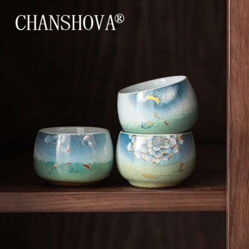 CHANSHOVA 100ml Chinese classical style Handmade Microcrack porcelain Ceramic teacup China porcelain tea set H616
