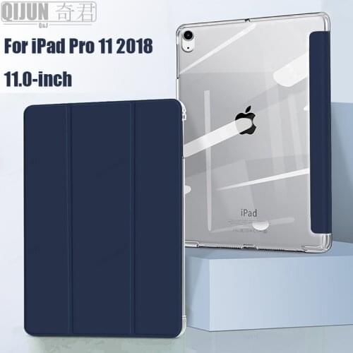 Tablet case for Apple ipad pro 11 2018 Leather Smart Sleep wake Trifold Stand Solid cove capa funda bag for A1980 A2013 A1934