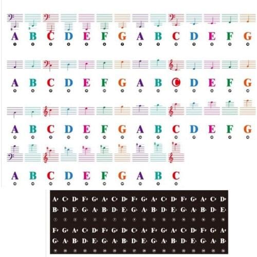 Color Piano Keyboard Stickers for 88/61/54/49/37 Key Multi-Color,Removable Letter Piano Stickers for Kid Learning Piano