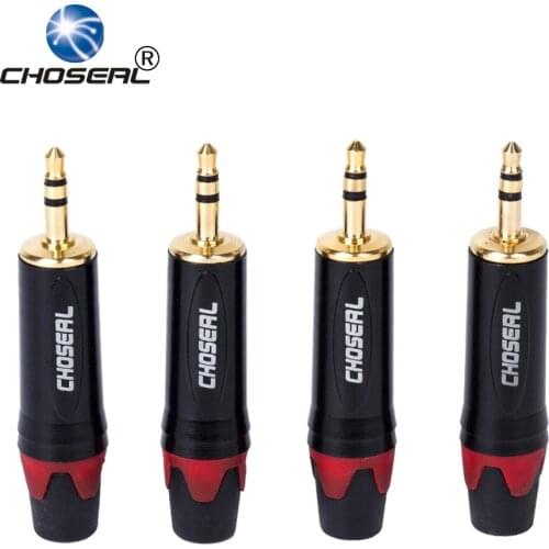 Choseal QD2008R 4Pcs/lot 3.5mm Headphone Jack Adapter 24K Gold-Plated AUX Cable 3 Pin Solder Connector