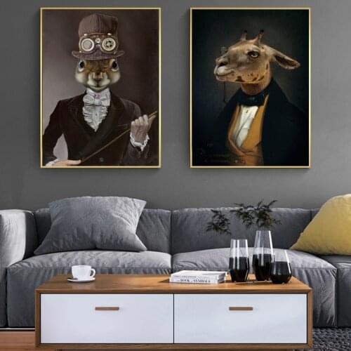 Oil Paintings Elegant Dog Fox Cat Oil Painting Canvas Painting Posters and Print Wall Art for Living Room Home Decor