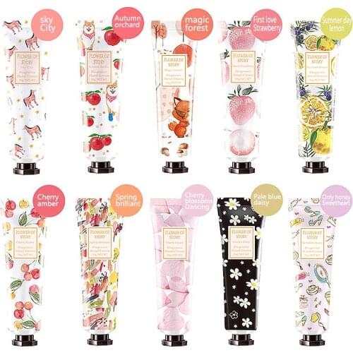 10PCS Hand Cream 30ml For Dry Skin Fruit Essence Fragrance Hands Care Set Hand Care Cream Makeup Maintenance Moisturizing