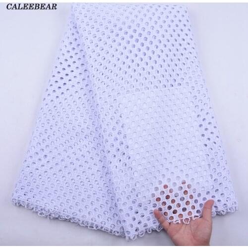 White African Guipure Cord Lace Fabric Fashion Nigerian Water Soluble Cord Lace Fabric With Holes For Wedding Party Dress S2134