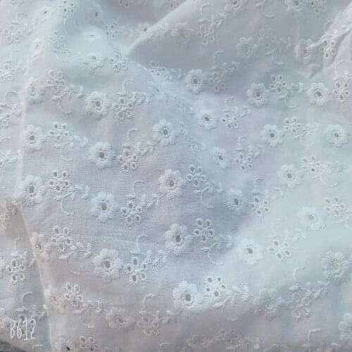 New High quality 100% Cotton Cloth small flower full Embroidered Lace Fabric Handmade DIY Clothes Accessories Width 130cm 1Yard