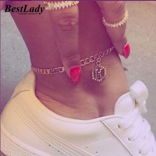 Best Lady Fashion Letter Anklets For Women Punk Alphabet Stainless Steel Anklets Bracelet Foot Accessories Jewelry Gifts Ins Hot