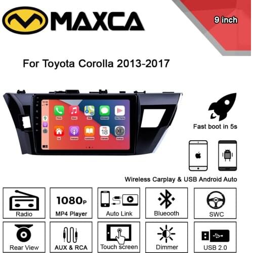 MAXCA 10 inch Wireless Carplay auto radio For 2013 Toyota Corolla Multimedia 2 din Car Radio Player