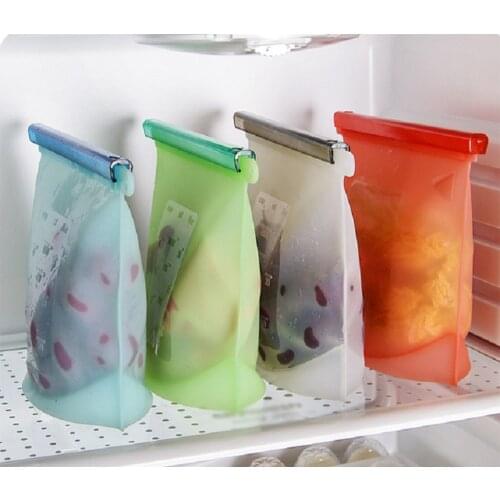 Reusable Leakproof Silicone Food Storage Containers Airtight Zip Silicone Bags Freezer Bag for Storing Nuts 4 Sizes available