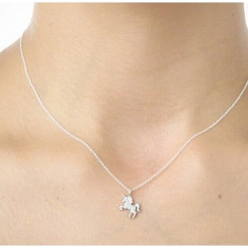 Fashion Gold Unicorn Horse Alloy Clavicle Chain Ladies Jewelry Pendant Necklace