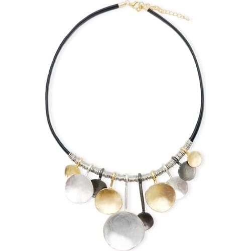 Fashion Simple Style circular Choker Necklace Metal Necklaces Gold Plating Chain Women Jewelry Medium length Necklace