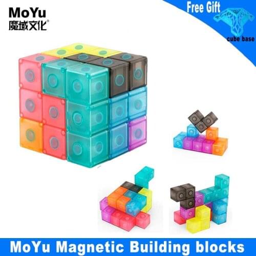 Moyu Assembled Building Blocks Transparent Cube 3x3x3 Luban Magnetic Building blocks 3x3 Childrens Educational Toys
