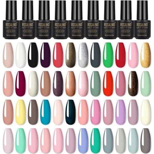 ROSALIND 48 Colors Gel Polish Set Manicure for Nails Semi Permanent Vernis top coat UV LED Gel Varnish Soak Off Nail Art Polish