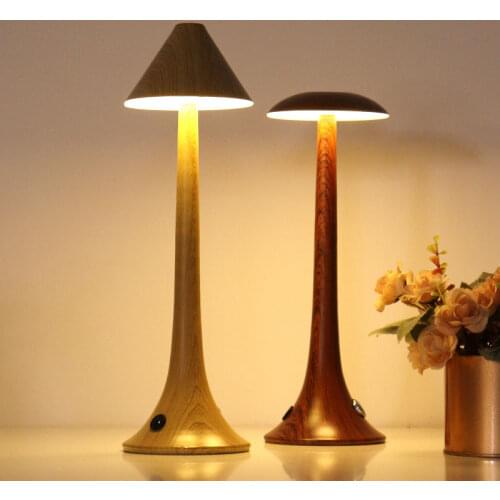 Imitation Wood Grain Bar Table Lamp Restaurant Table Lamps Bedroom Night Light Simple Dimmer Touch Control LED Night Lights