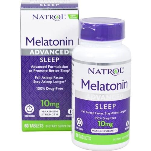 Natrol Advanced Sleep Melatonin 10 mg 60 Tablets + Calcium Vitamin