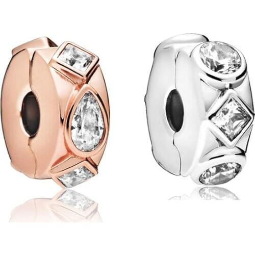 2020 New Original Alloy Bead Rose Geometric Shapes Clip Stopper Charm Fit Bracelet Bangle DIY Women Jewelry