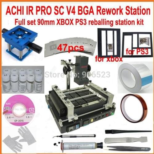 Original ACHI IR PRO SC V4 infrared BGA rework station + reball station 90mm 47pcs bga stencils kit for XBOX360 PS3 WII repair