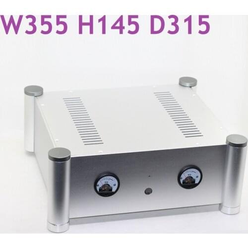 Sandblasting Hi-End Rear Class Power Amplifier Housing 2*VU Meter Preamp DAC Decoding Enclosure New Headphone Amp W355 H145 D315