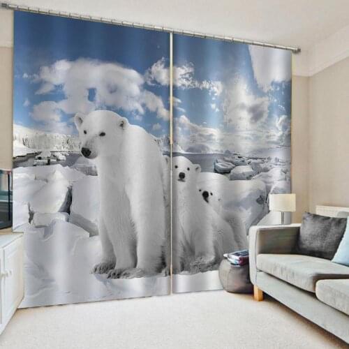 Custom white snow curtains Animals Print Light Blocking Durable Practical Window Treatment Decorative Polyester 3d curtains
