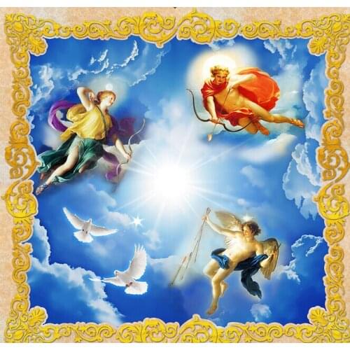 Custom ceiling wallpaper. European angel for the living room of the ceiling of the living room wall waterproof vinyl wallpaper
