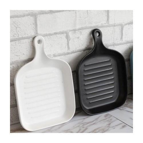 Baking Tray Creative Single Handle Dish Cheese Western Dish Baking Bowl Oven Ceramic Tableware