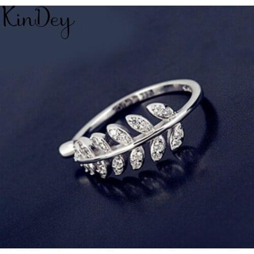 Romantic Charming Open Crystal Leaf Ring for Women Vintage Boho Party Rings Gothic Punk Jewelry Gifts for Girls 2021