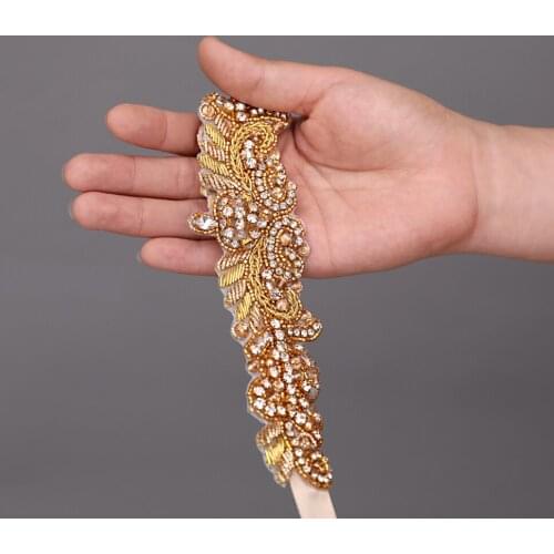 S375-G Golden Diamond Wedding Bride Dress Accessories Belts Girl Party Prom Evening Dresses Decoration Belt Bridesmaid Dresses