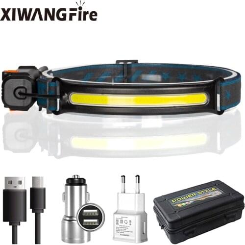 COB LED Headlight Multi-function Light Built-in 18650 Battery Rechargeable Outdoor headlamp Fishing Glare Flashlight Lantern