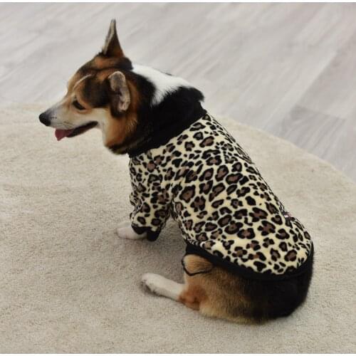 Dog Warm Clothes Classic Velcro Pet Clothes for Small Medium Dog Autumn New Leopard Dog Sweatshirt Comfortable Dog Cat Coat
