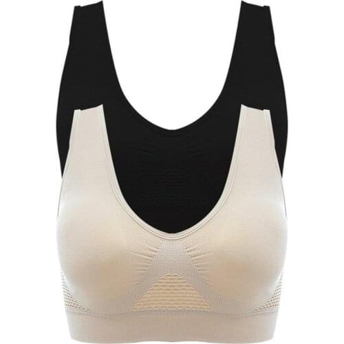 2pcs Thin Sports Underwear Breathable Comfortable Skin-Friendly Fabric Without Steel Ring Underwear Bra For Women