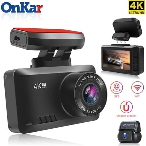 ONKAR 4K Dash Cam Gesture Photo WiFi Car Camera Dashcam 3840*2160P 30FPS Ultra HD Real Car DVR Video Recorder 170 Wide