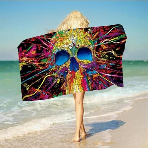 Vintage Hippie Skull Beach Towel Creative Cute Cartoon Quick Dry Towels For Swimming Shower Water Absorbent Yoga Dropship