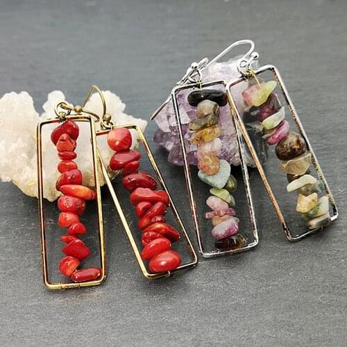 Vintage Earrings 2019 Colorful Stone Earrings For Women Boho Red Drop Earrings Brincos Fashion Korean Elegant Jewelry