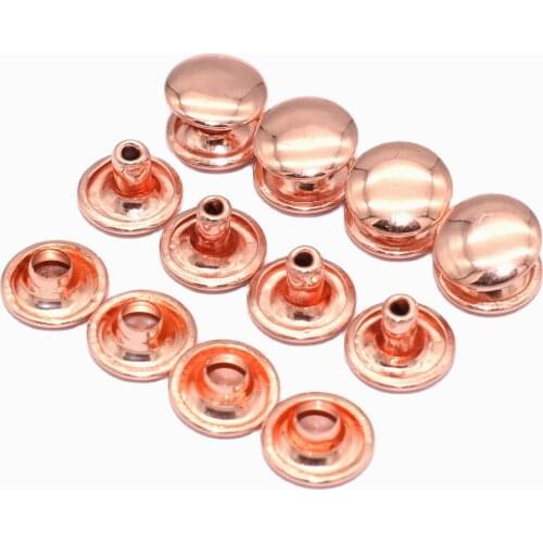 Rose Gold Rivet 9mm Double Round Cap Rivet Iron Button Rapid Rivet DIY Leather Craft Sewing Accessories Purse Handbag Hardware