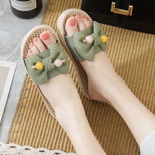 Womens Slippers Summer 2021 New Light Korean Style Internet Celebrity Slippers Outing Cute Wild Fashion Bowknot Womens Shoes